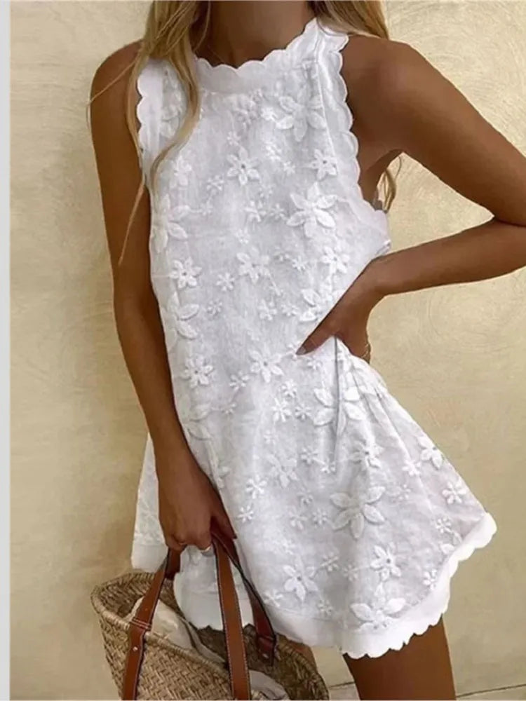 White Lace Summer Mini Dress