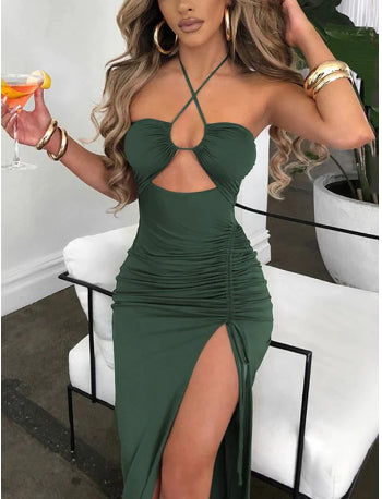 Luxury Cutout Halter Dress