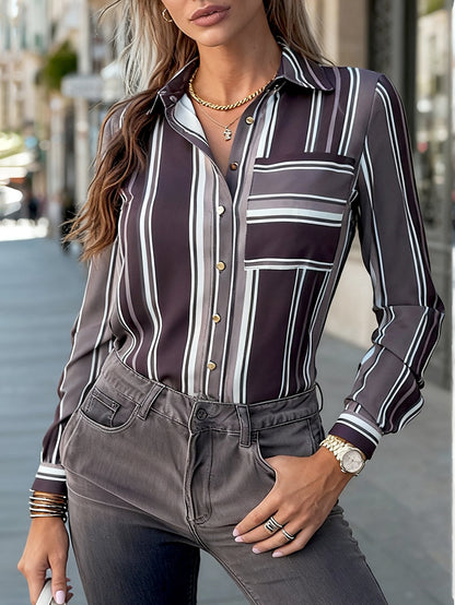Striped Patchwork Print Blouse