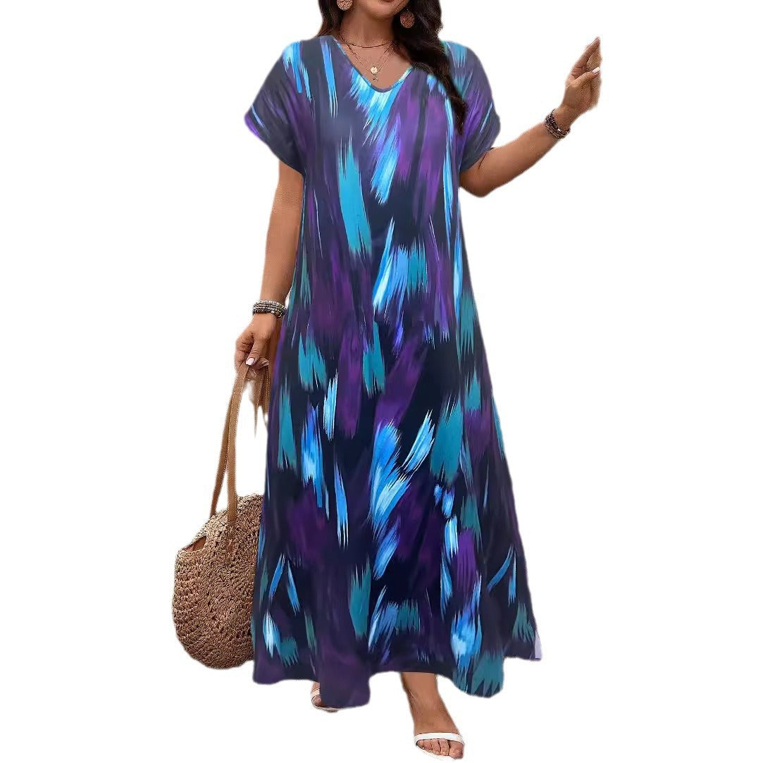 Printed Slit Hemline Dress