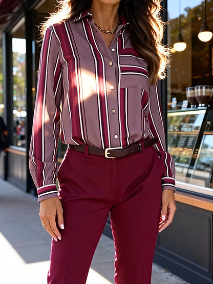 Striped Patchwork Print Blouse