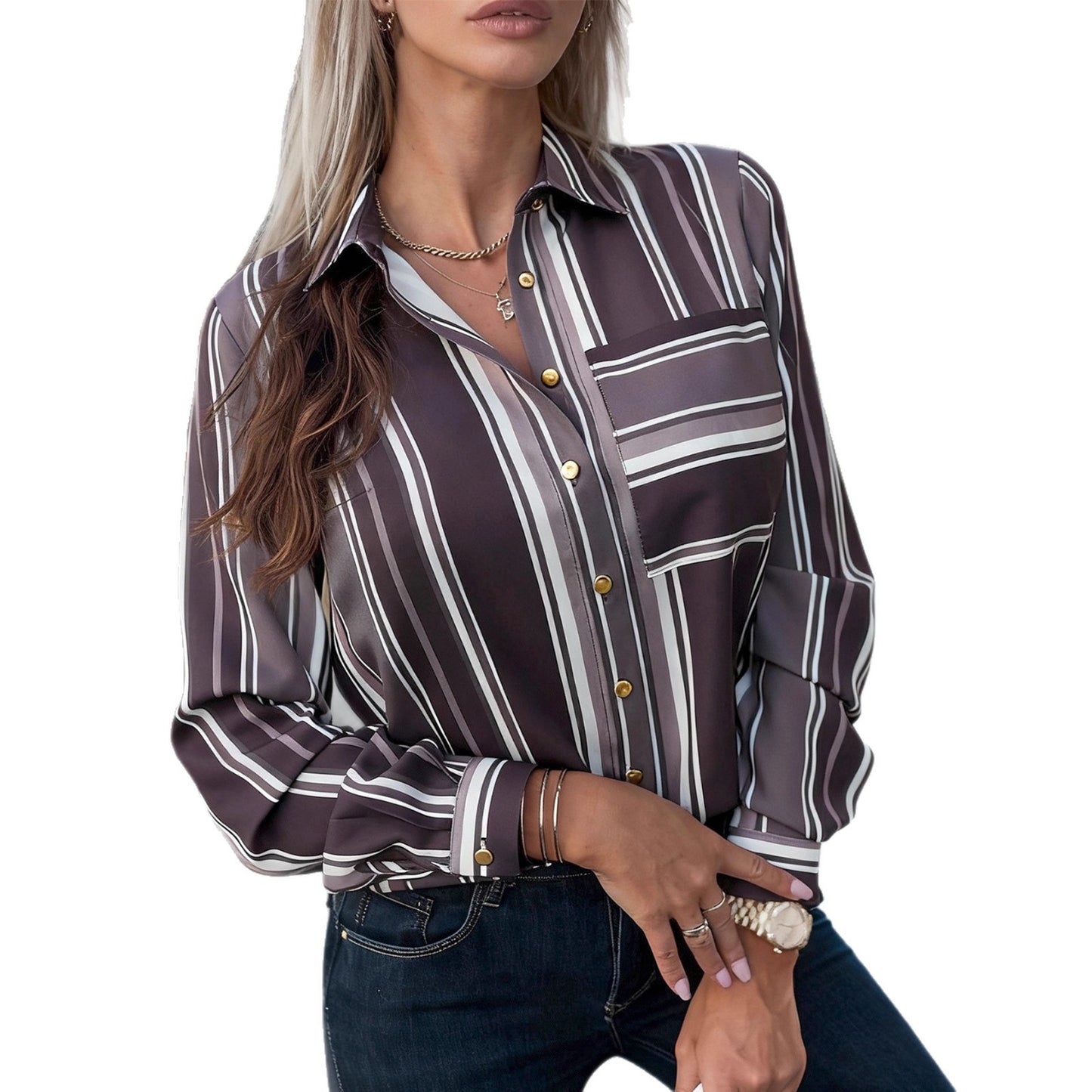 Striped Patchwork Print Blouse