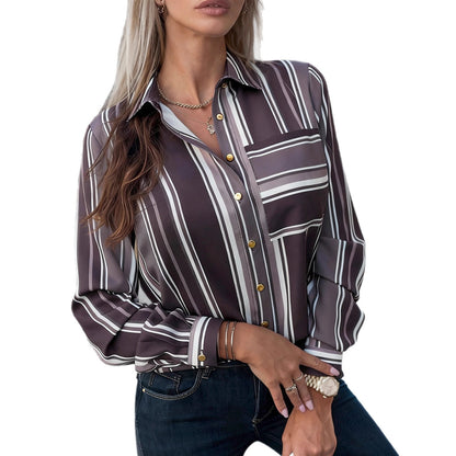 Striped Patchwork Print Blouse