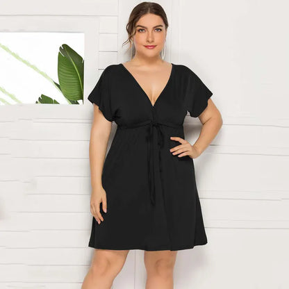 PLUS SIZE V Neck Mini Dress