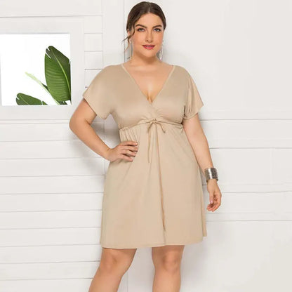 PLUS SIZE V Neck Mini Dress