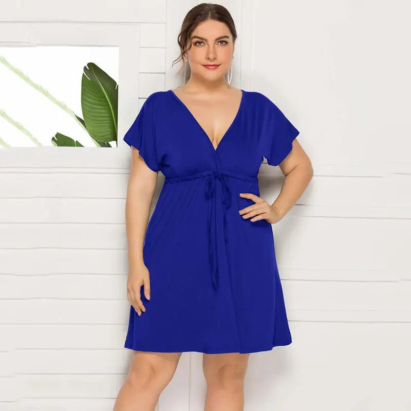 PLUS SIZE V Neck Mini Dress