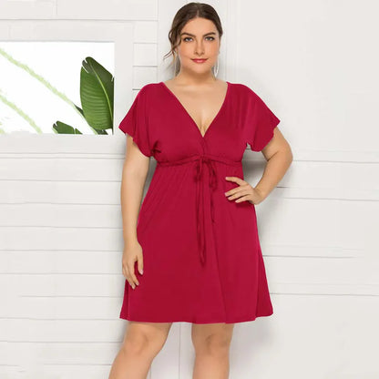PLUS SIZE V Neck Mini Dress