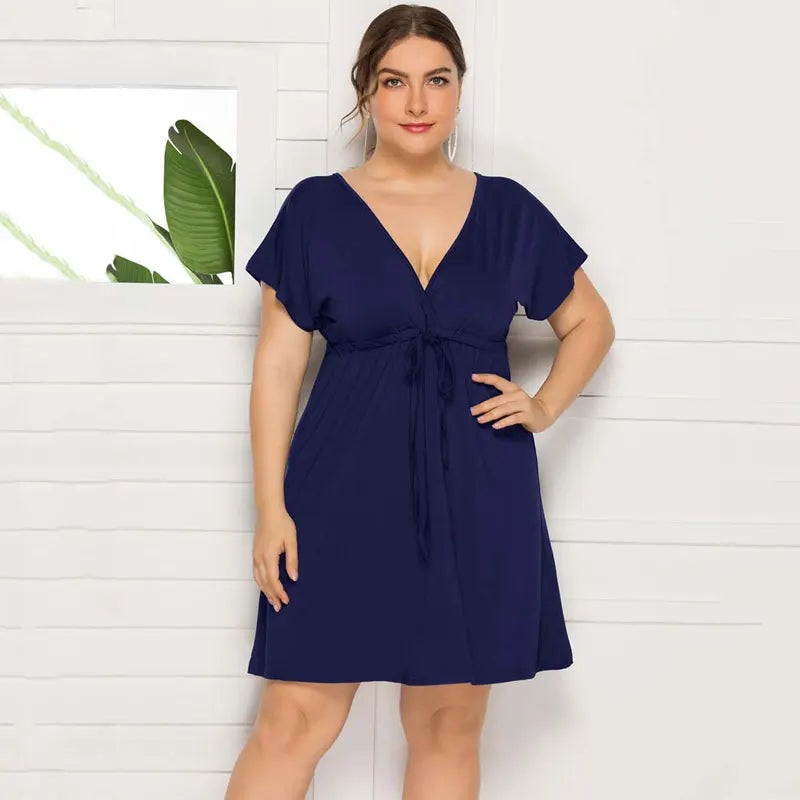 PLUS SIZE V Neck Mini Dress
