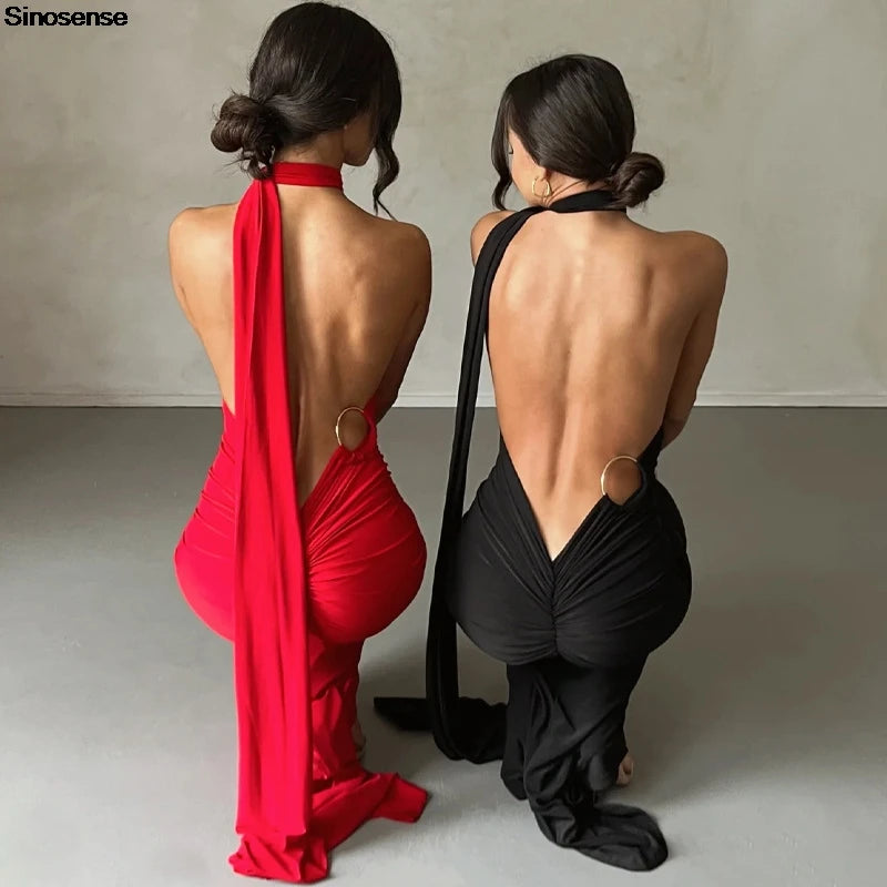 Backless Bodycon Maxi Dress