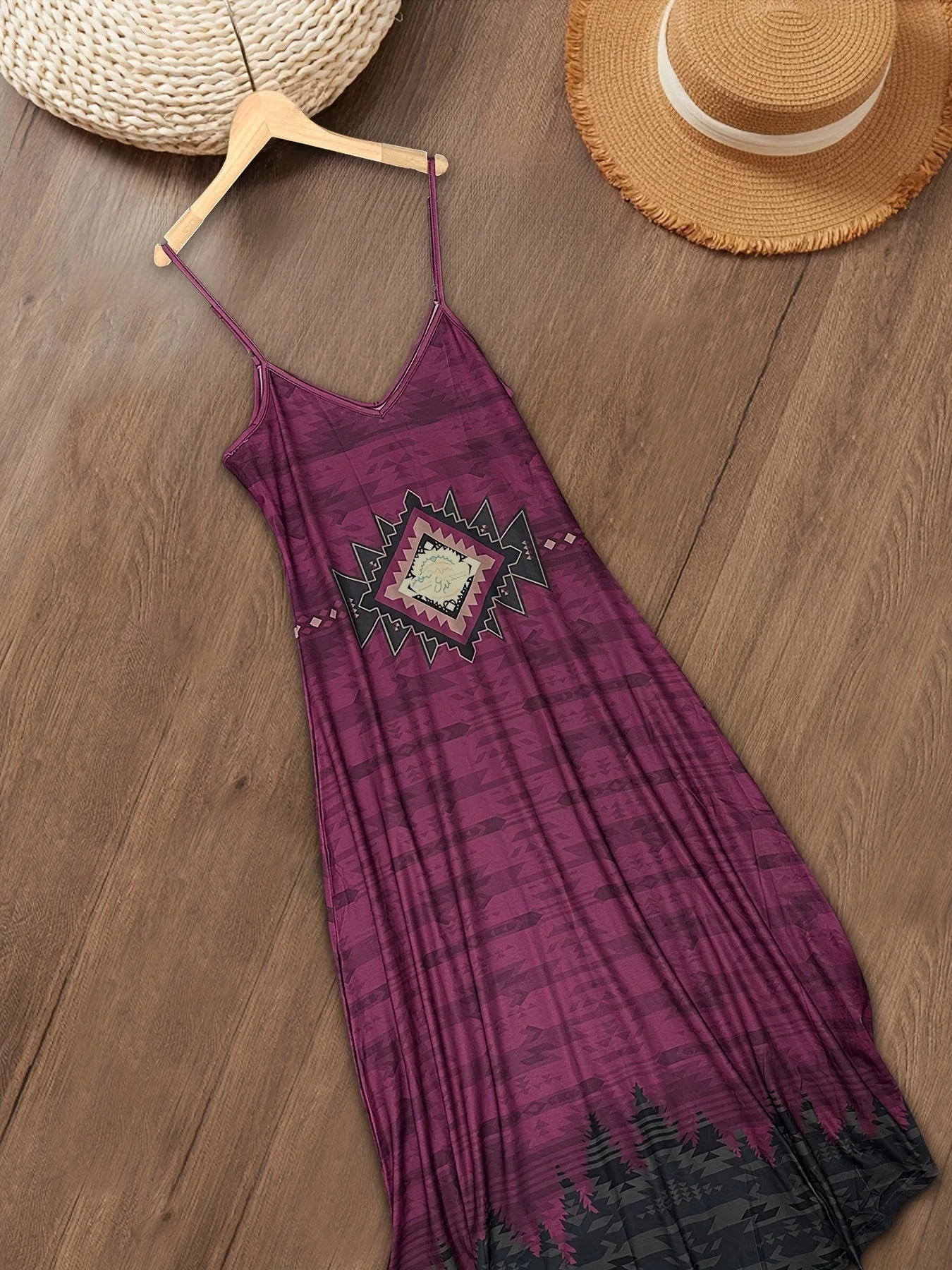Printed V-Neck Western Dress