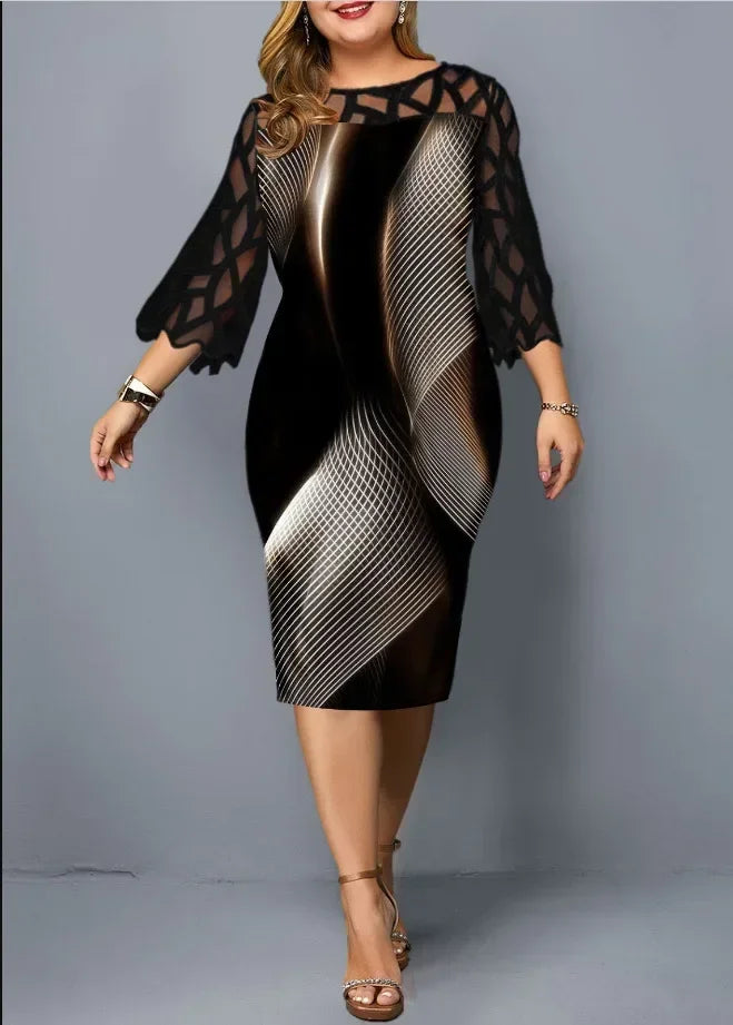 Plus Size Lace Mesh Dress