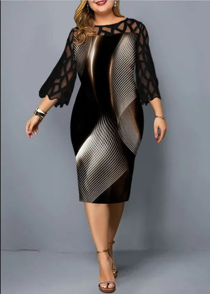 Plus Size Lace Mesh Dress