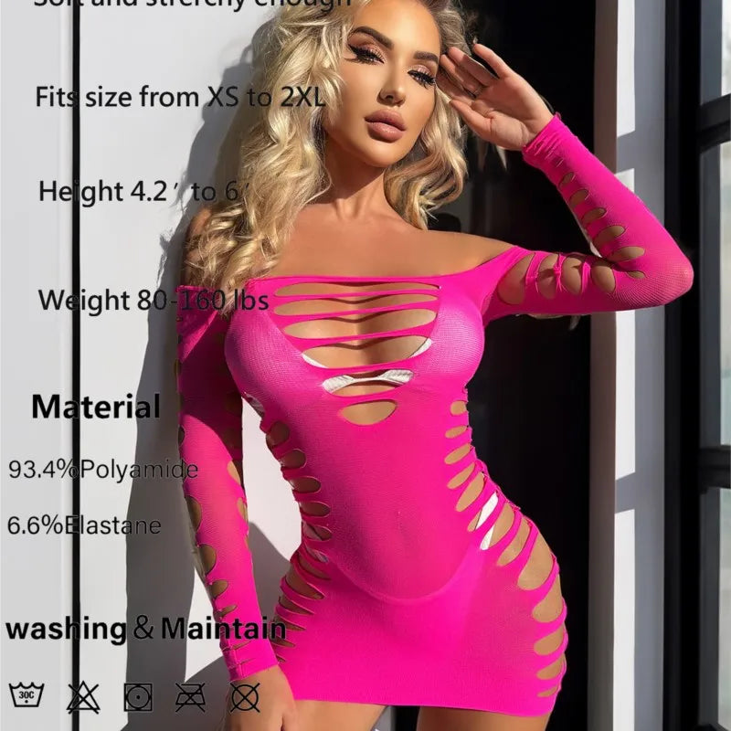V-mesh and thin dress