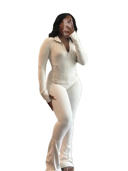 Zipper Crop Tracksuit Set
