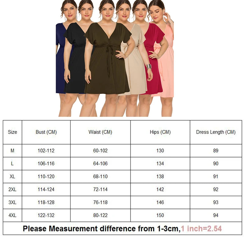 PLUS SIZE V Neck Mini Dress