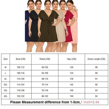 PLUS SIZE V Neck Mini Dress