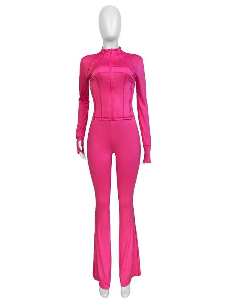 Zipper Crop Tracksuit Set
