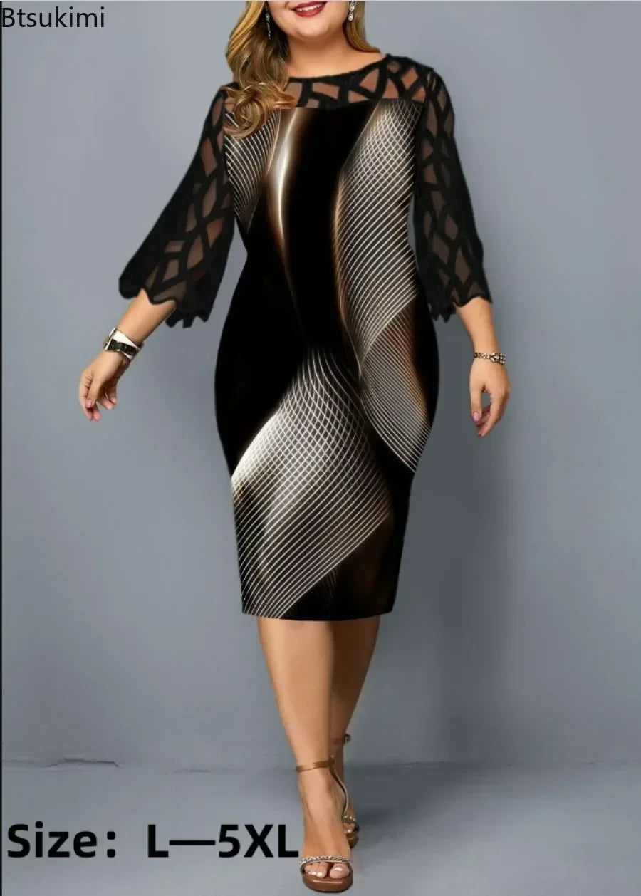 Plus Size Lace Mesh Dress