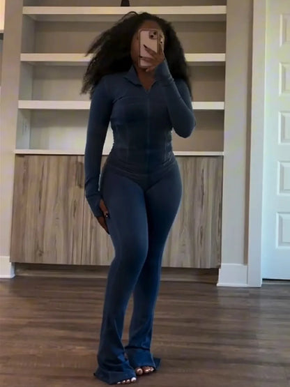 Zipper Crop Tracksuit Set