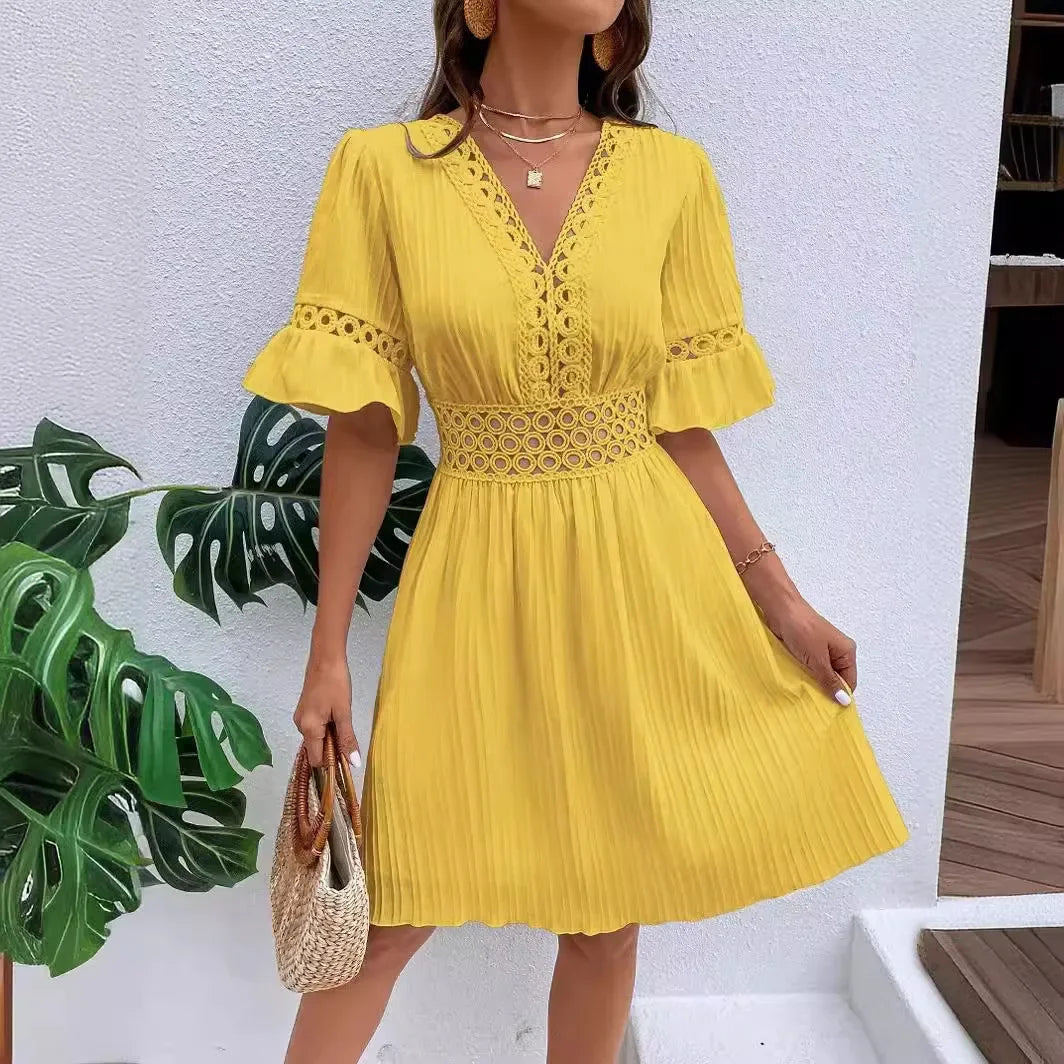 Summer Hollow V-Neck Dress