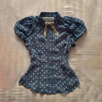 Y2K Polka Dot Crop Top