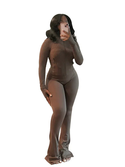Zipper Crop Tracksuit Set