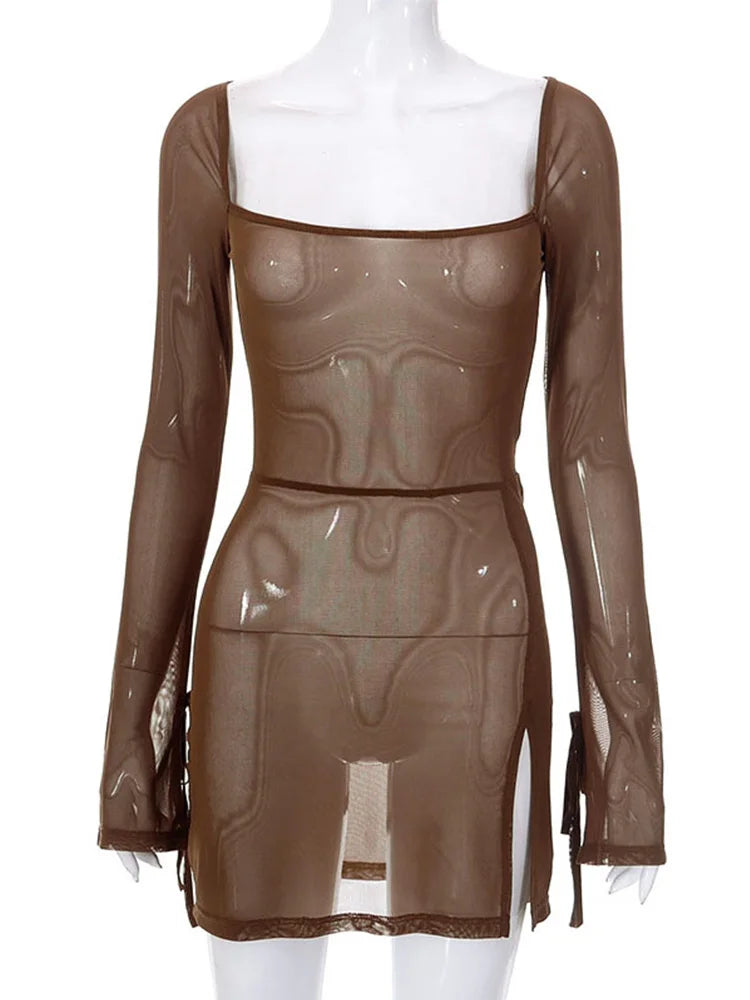 Square Collar Mini Dress