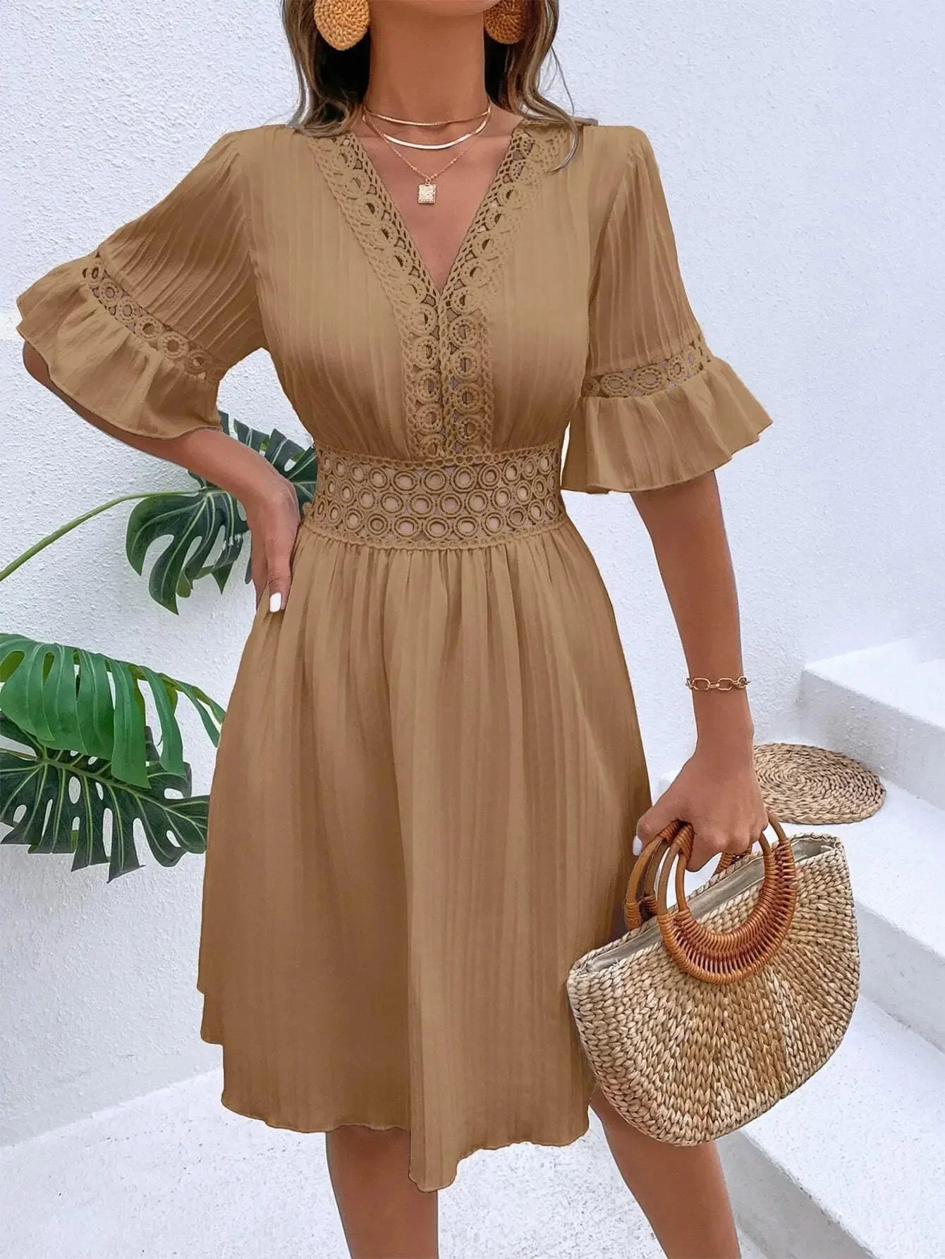 Summer Hollow V-Neck Dress