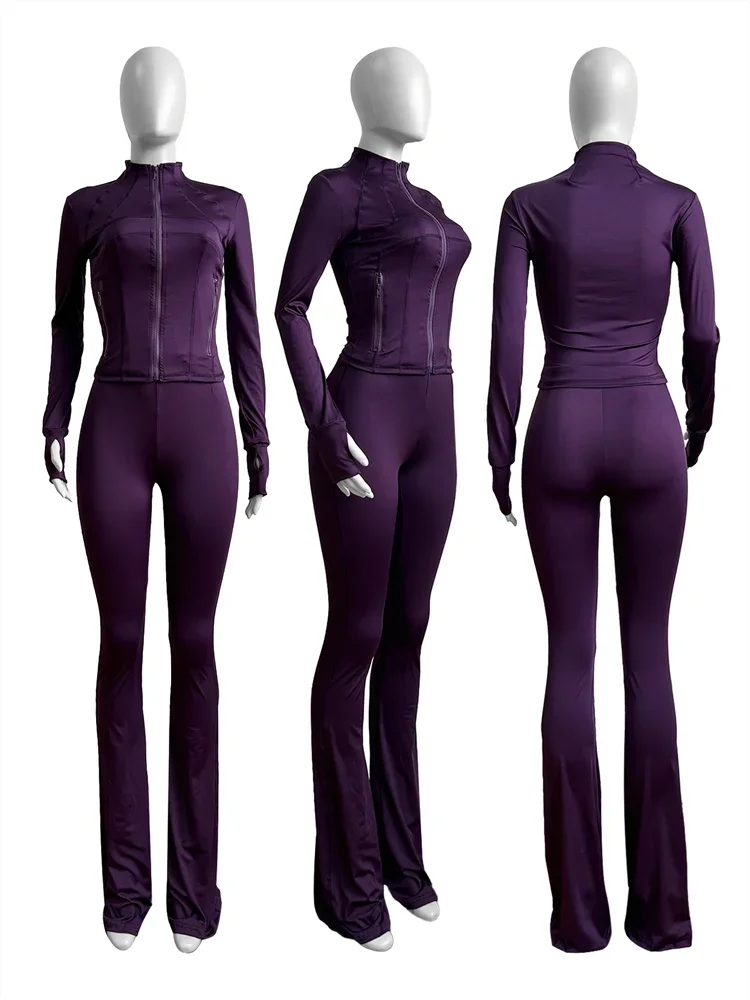 Zipper Crop Tracksuit Set