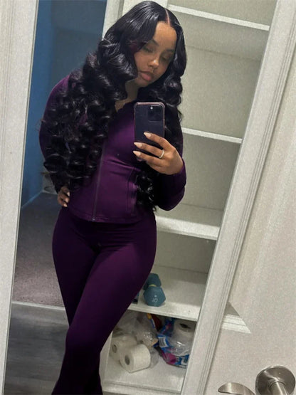 Zipper Crop Tracksuit Set
