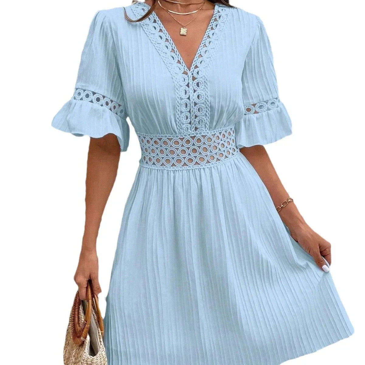 Summer Hollow V-Neck Dress