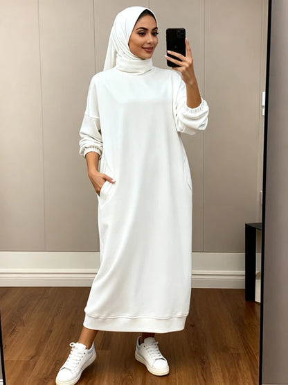 Plush Turtleneck Hoodie Dress