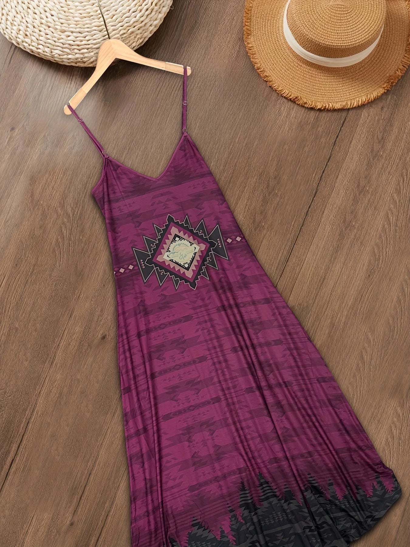 Printed V-Neck Western Dress