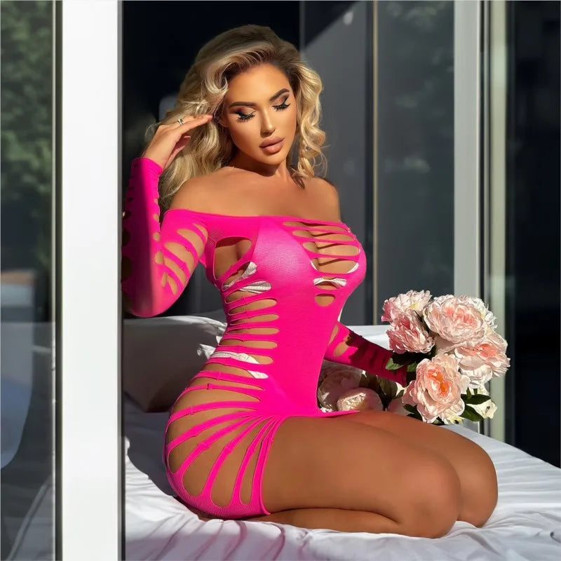 V-mesh and thin dress