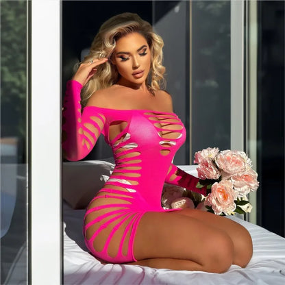 V-mesh and thin dress