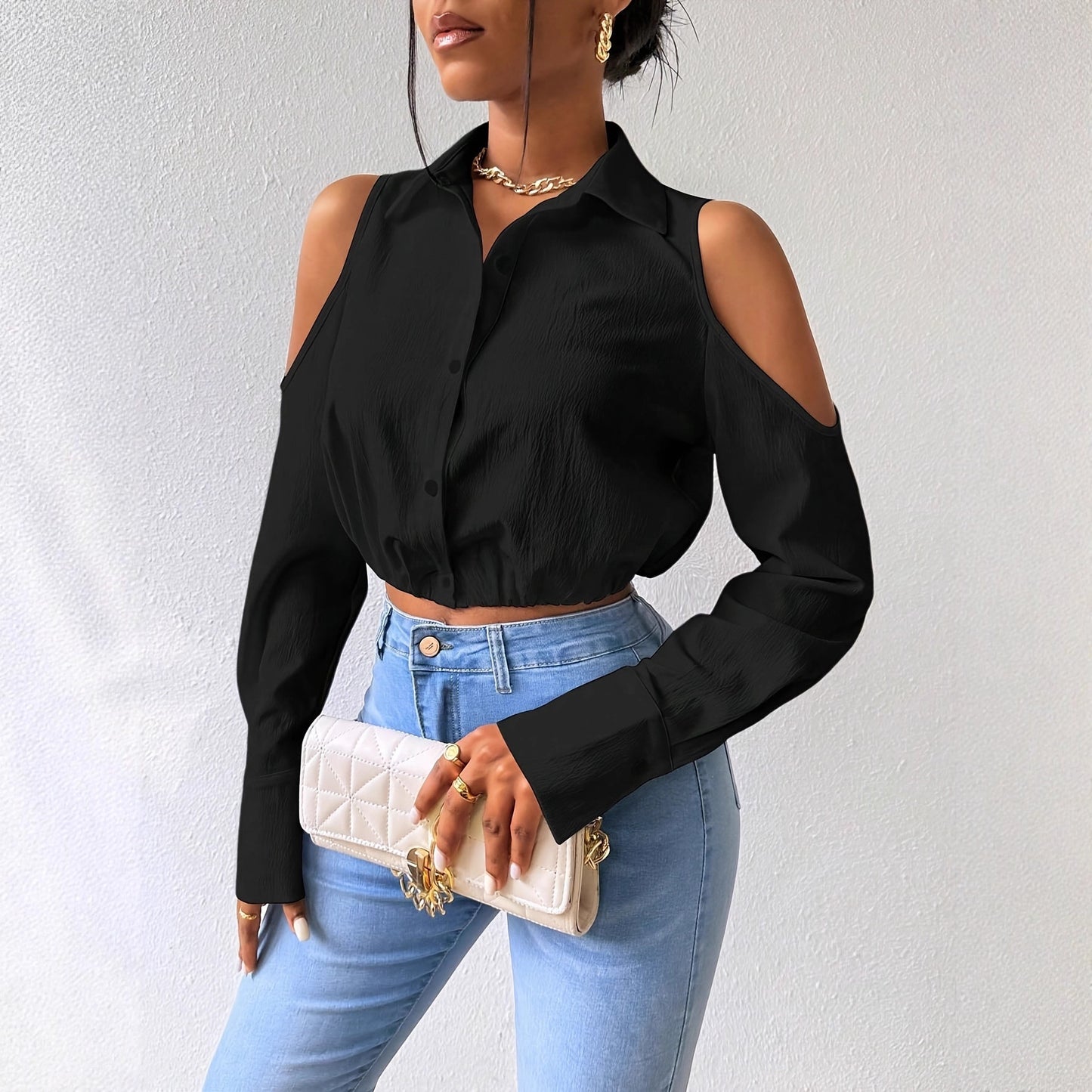 Lapel-button-up Cardigan