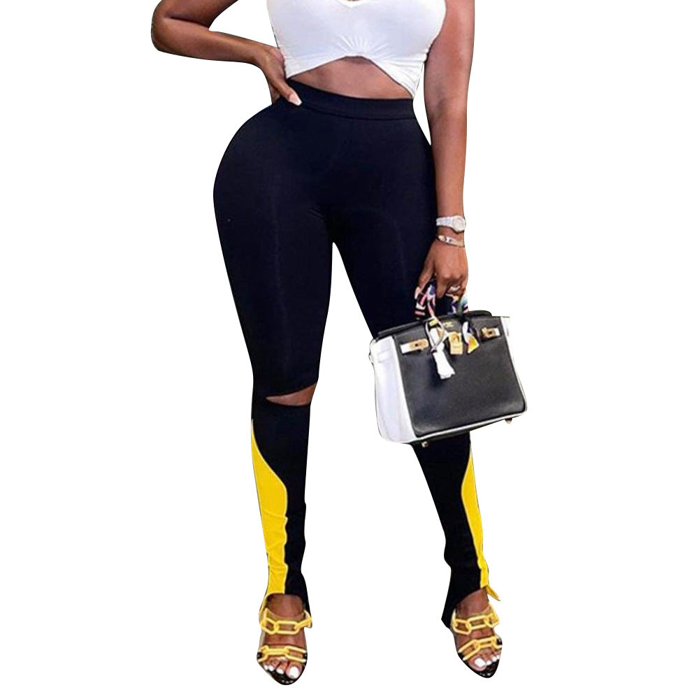 Tight Hollow-out Ripped Skinny Bell-bottom Pants